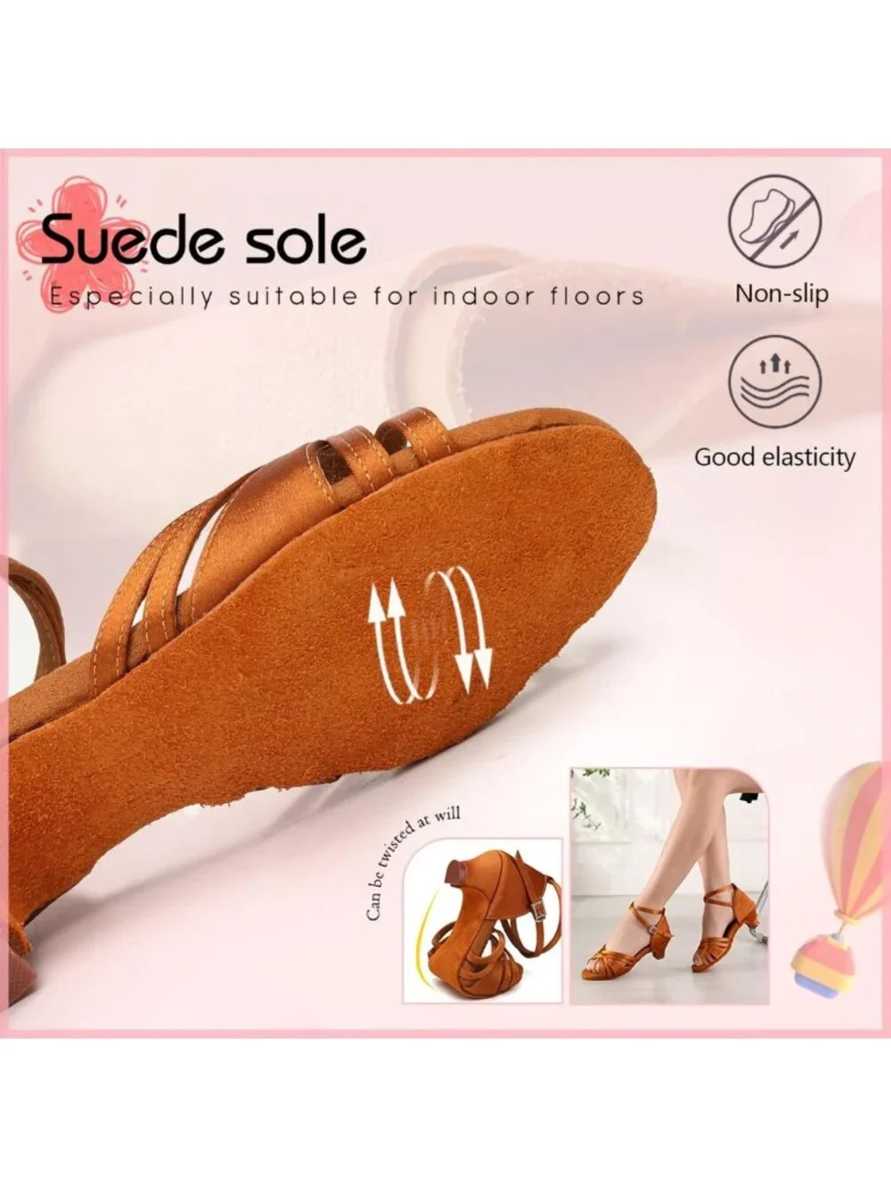 Stylish Low Heel Girl's Latin Dance Shoes for Salsa, Bachata & Ballroom